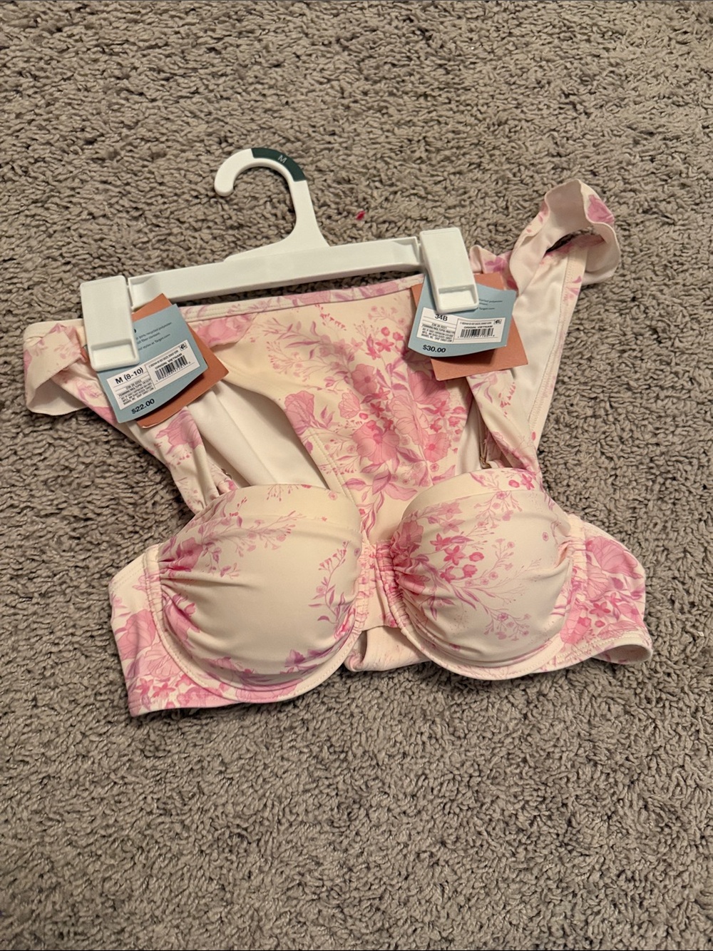 Shade & Shore Pink Floral Bustier Bra